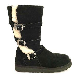 🧡 2/$30 Ugg Tall Buckled Black Suede Boots 5